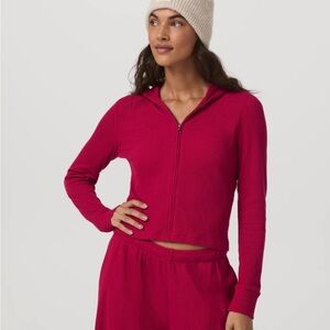 Vuori Waffle Zip Hoodie in Strawberry